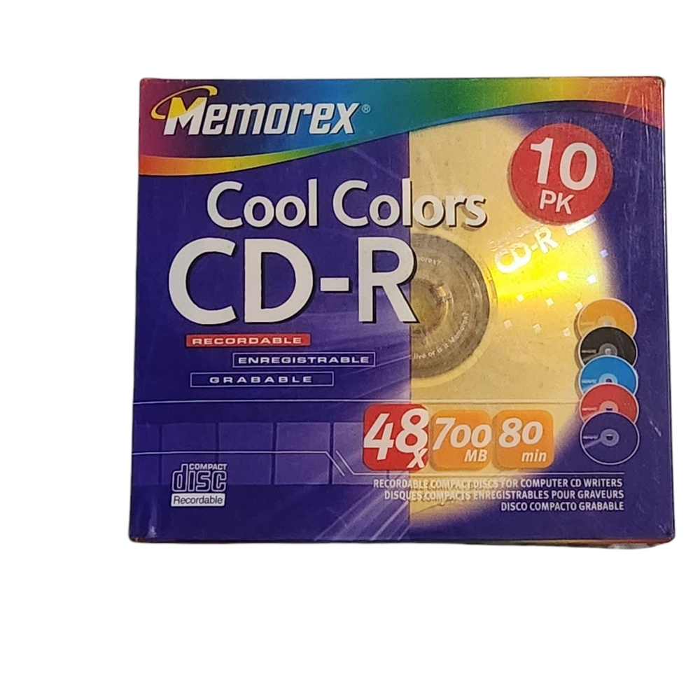 Memorex 10 Pack Cool Colors CD-R - NWT